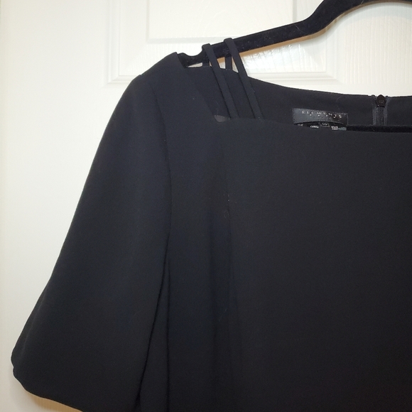 Escada Elements Wool Short Sleeve Sheath Dress Black Size 40 Vintage - Picture 3 of 9